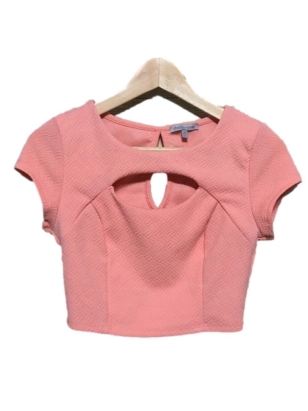 Charlotte Russe Textured Cut Out Crop Top Jr Size medium